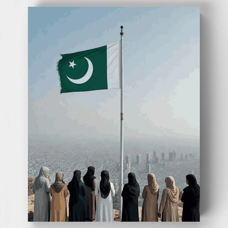 Pakistani Flag with Women - Paint by Numbers Kit