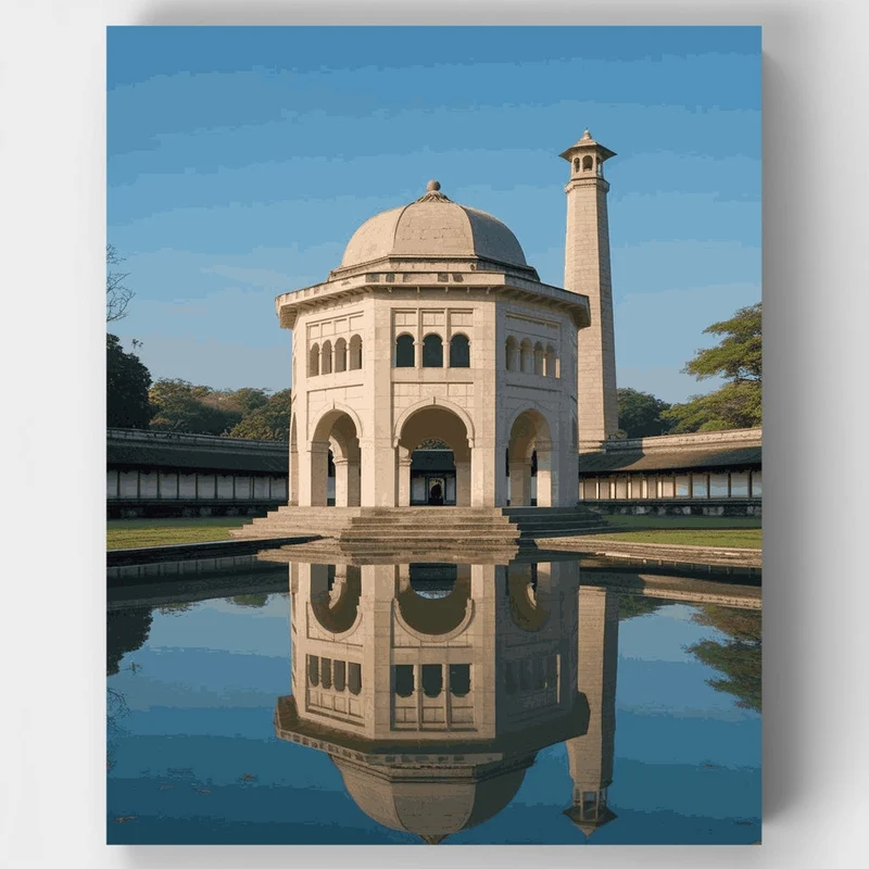 Elegant Mosque with Reflecting Pool - Paint by Numbers Kit