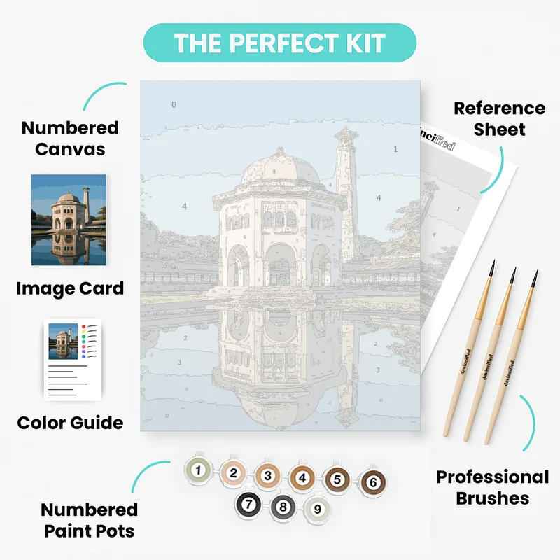 Elegant Mosque with Reflecting Pool - Paint by Numbers Kit