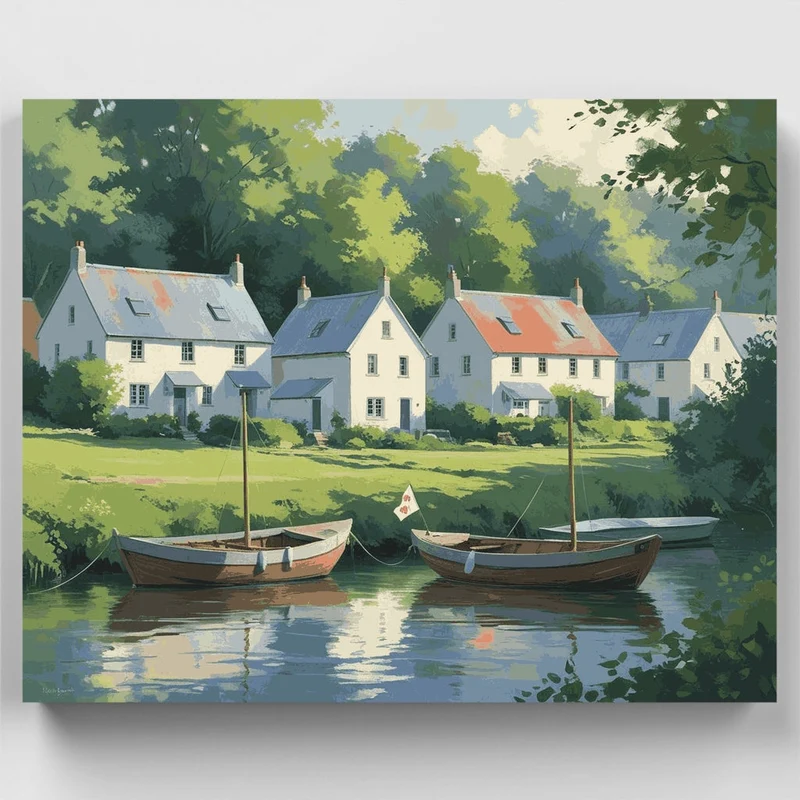 Riverside Village Cottages - Paint by Numbers Kit