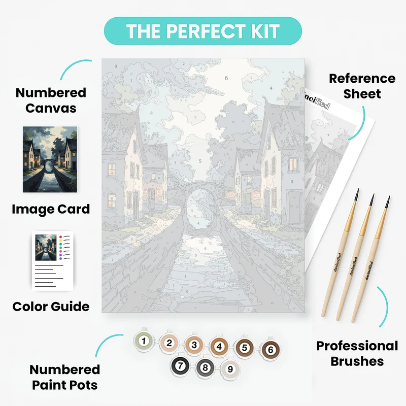 Canal Village Evening - Paint by Numbers Kit