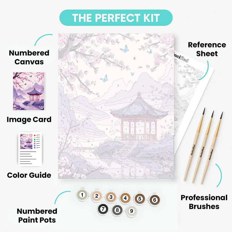 Cherry Blossom Pagoda - Paint by Numbers Kit