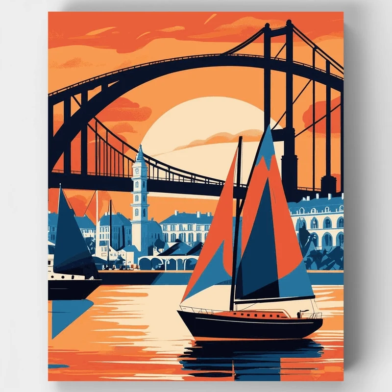 Harbor Bridge Sunset - Paint by Numbers Kit