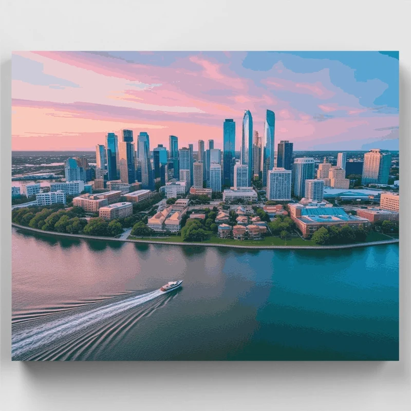 Waterfront City at Dusk - Paint by Numbers Kit