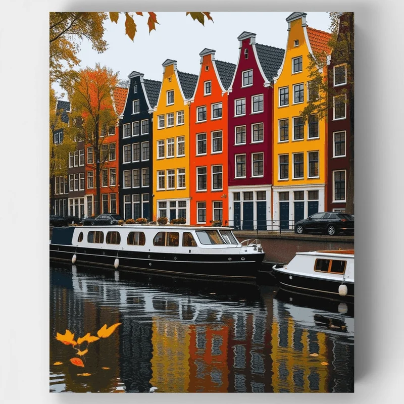 Dutch Canal Autumn Reflections - Paint by Numbers Kit