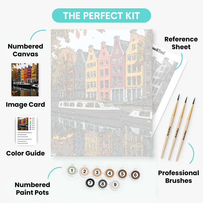 Dutch Canal Autumn Reflections - Paint by Numbers Kit