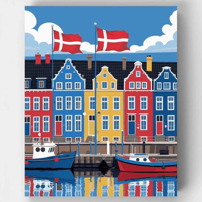 Danish Harbor Village - Paint by Numbers Kit