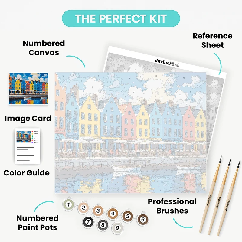 Colorful Harbor Houses - Paint by Numbers Kit