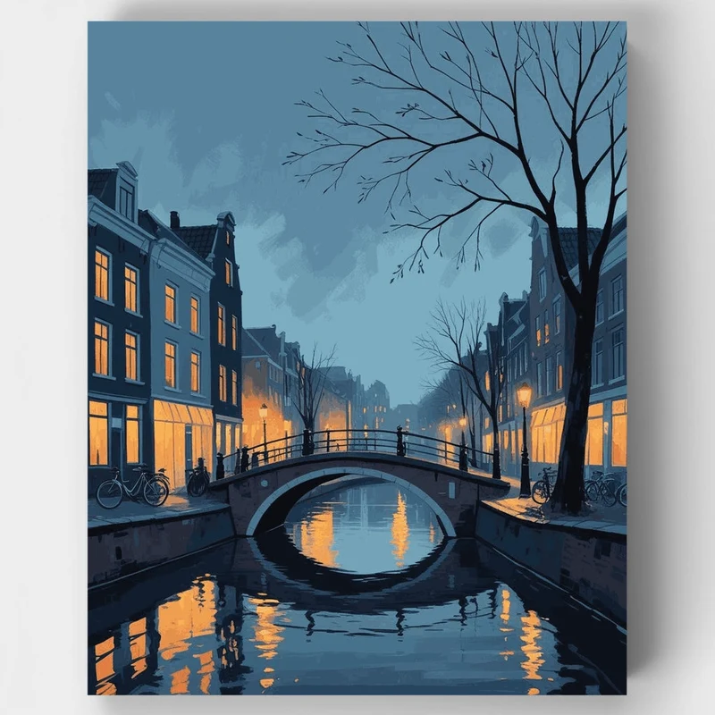 Evening Canal Bridge - Paint by Numbers Kit