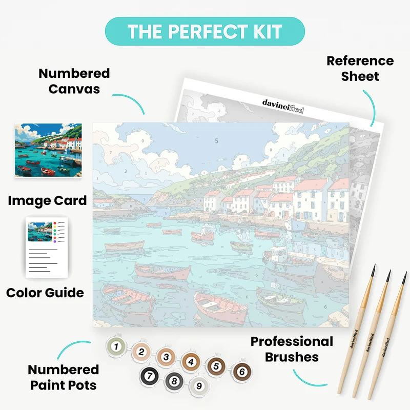 Coastal Village Harbor - Paint by Numbers Kit