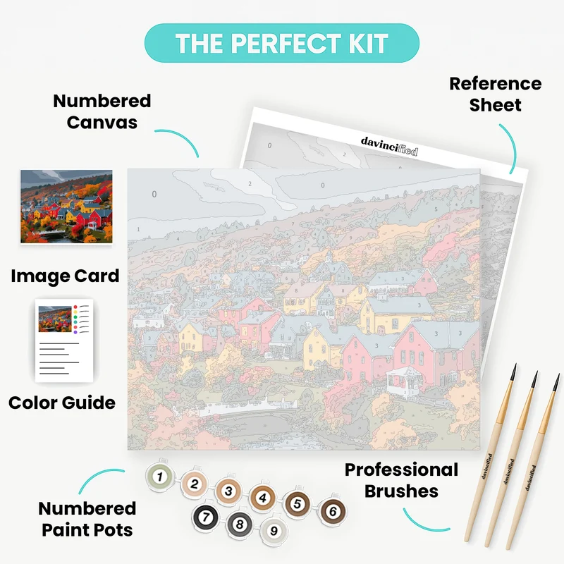 Colorful Village in Autumn - Paint by Numbers Kit