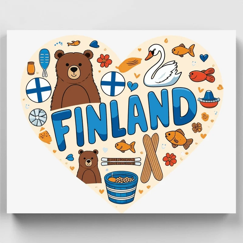 Finnish Cultural Symbols Heart - Paint by Numbers Kit