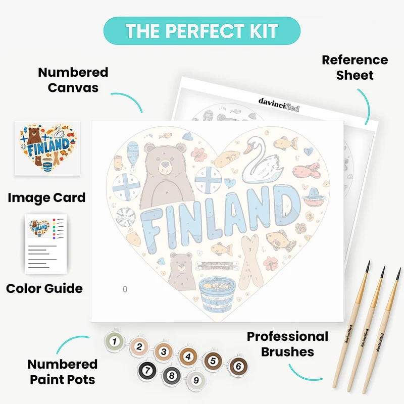 Finnish Cultural Symbols Heart - Paint by Numbers Kit