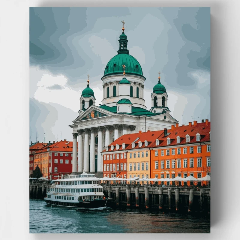 Helsinki Cathedral Waterfront - Paint by Numbers Kit