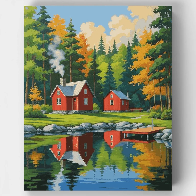 Finnish Lakeside Cabin - Paint by Numbers Kit