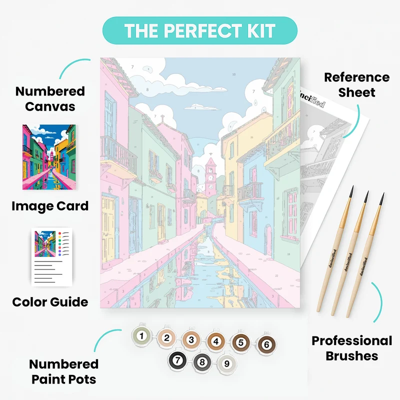 Colorful Canal Village - Paint by Numbers Kit