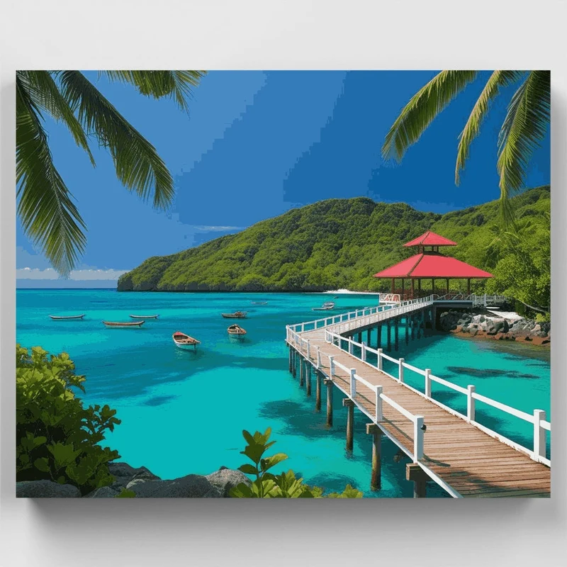 Tropical Paradise Pier - Paint by Numbers Kit