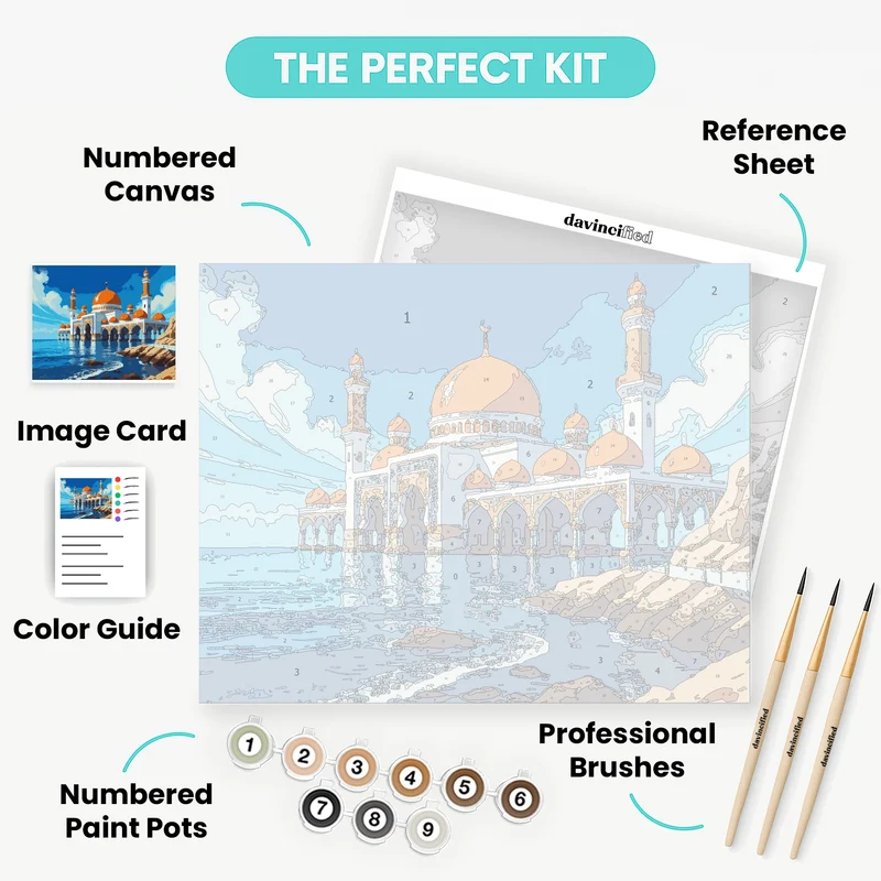 Floating Mosque by the Sea - Paint by Numbers Kit