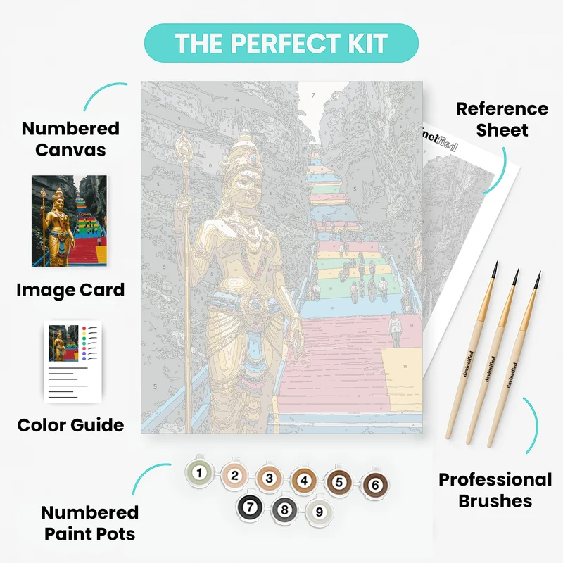 Batu Caves Rainbow Steps - Paint by Numbers Kit