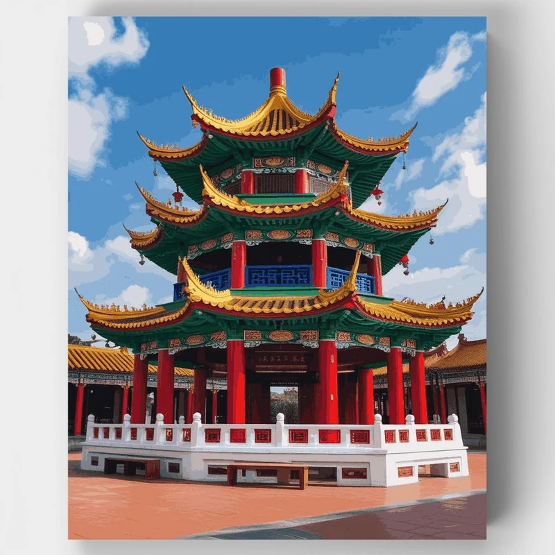 Chinese Pagoda Temple - Paint by Numbers Kit