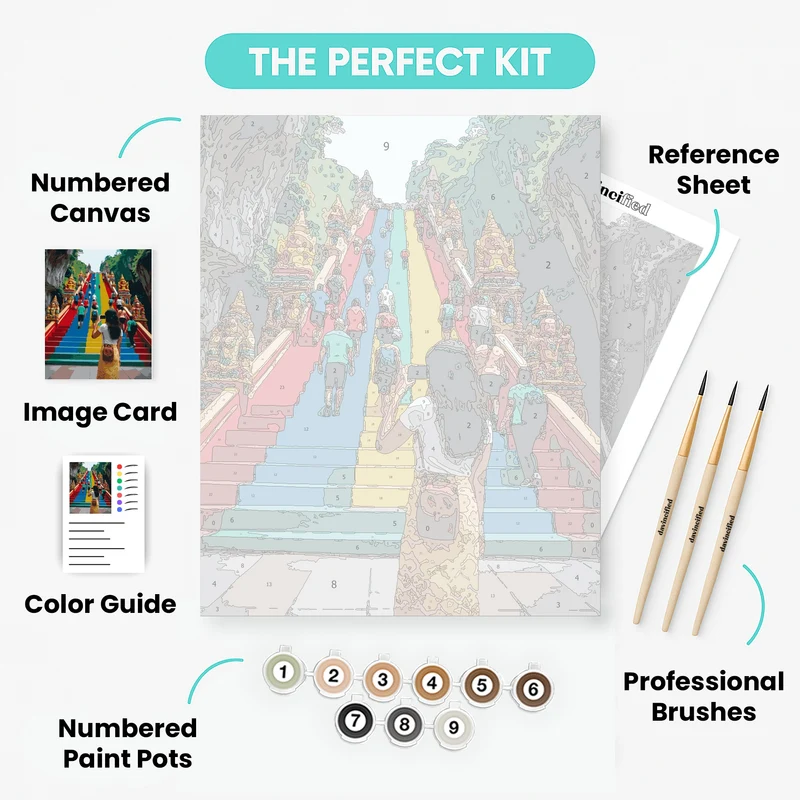 Colorful Temple Stairs - Paint by Numbers Kit