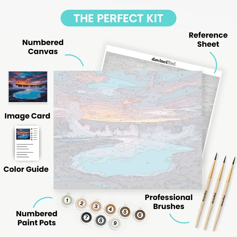 Geothermal Hot Springs at Sunset - Paint by Numbers Kit