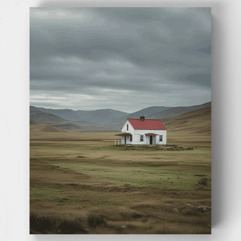 Isolated House in Vast Landscape - Paint by Numbers Kit