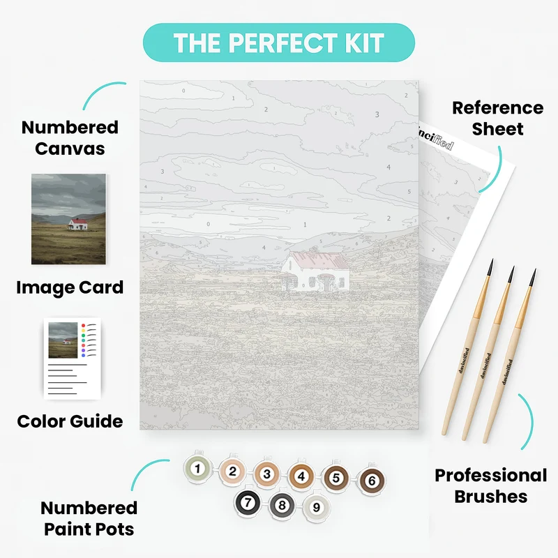 Isolated House in Vast Landscape - Paint by Numbers Kit