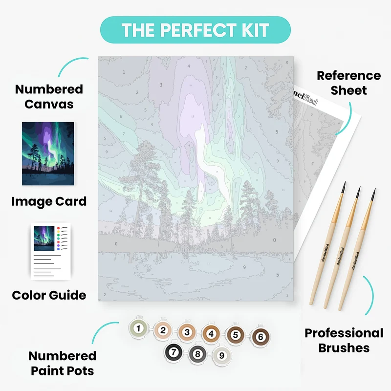 Aurora Forest Winter Wonderland - Paint by Numbers Kit