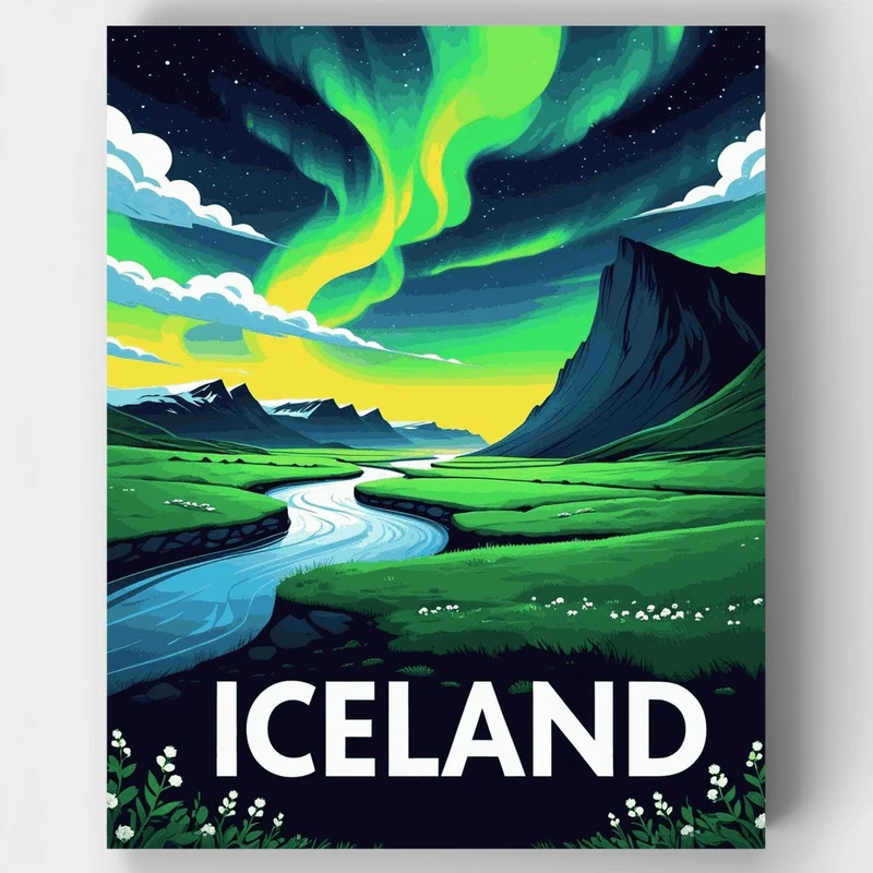 Icelandic Aurora Valley - Paint by Numbers Kit