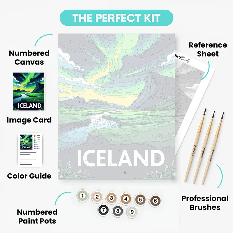 Icelandic Aurora Valley - Paint by Numbers Kit
