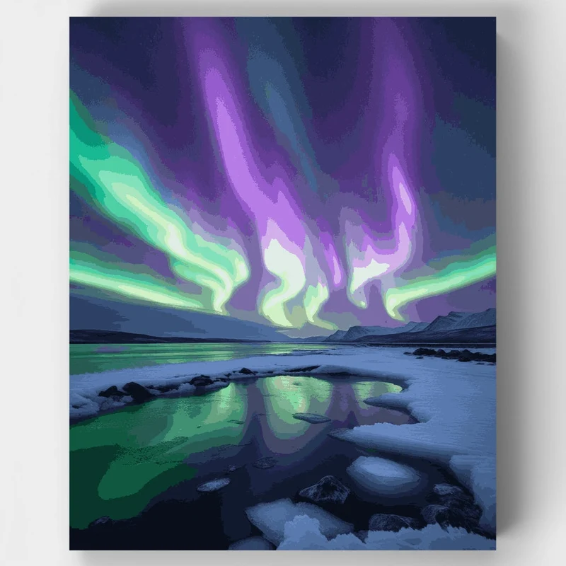 Aurora Borealis Over Icy Waters - Paint by Numbers Kit