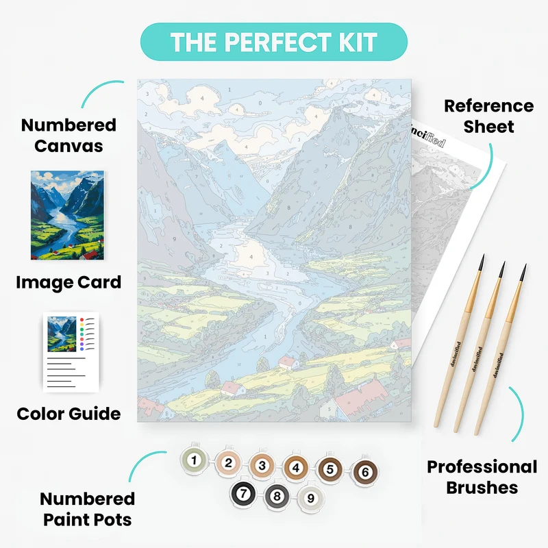 Norwegian Fjord Valley - Paint by Numbers Kit