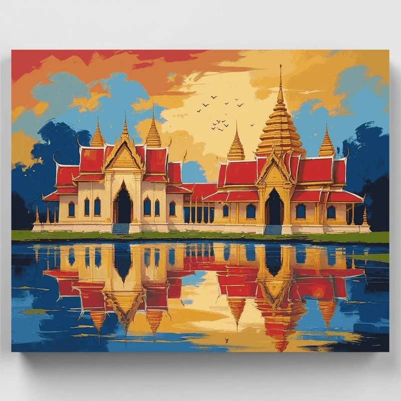 Thai Temple Sunset - Paint by Numbers Kit