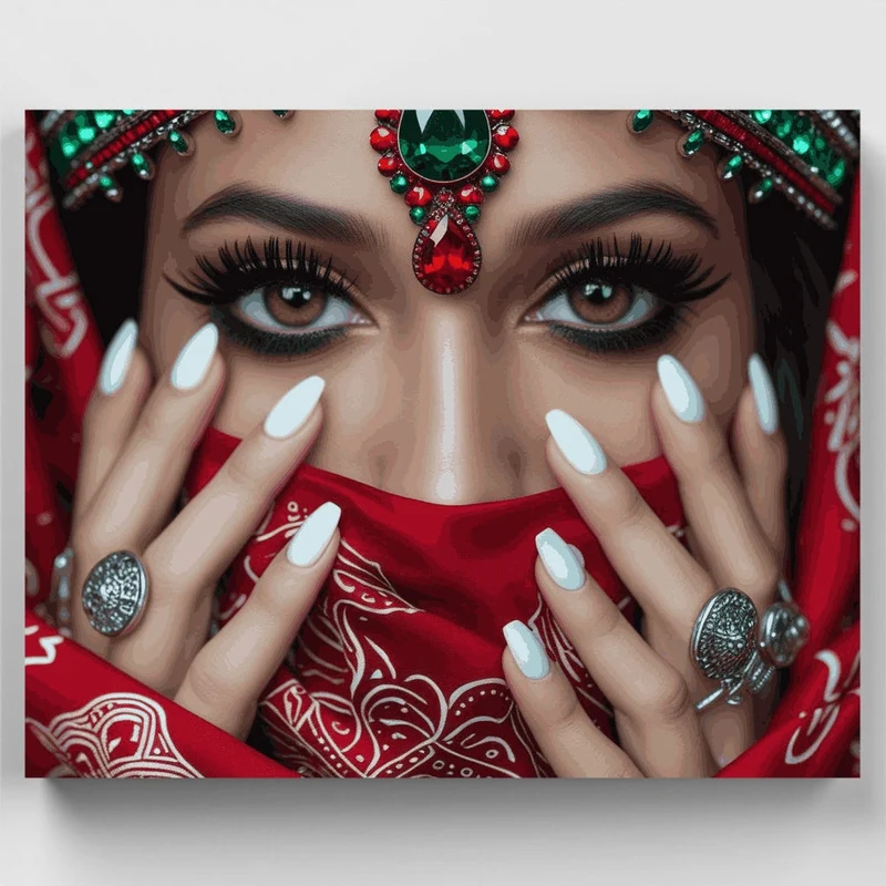 Indian Beauty with Traditional Jewelry - Paint by Numbers Kit