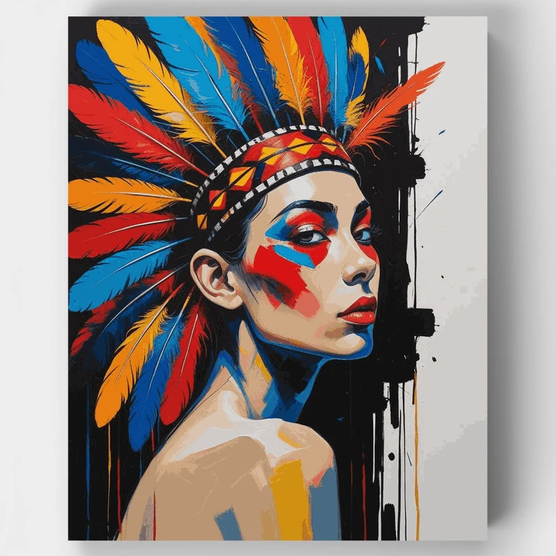Native American Warrior Portrait - Paint by Numbers Kit