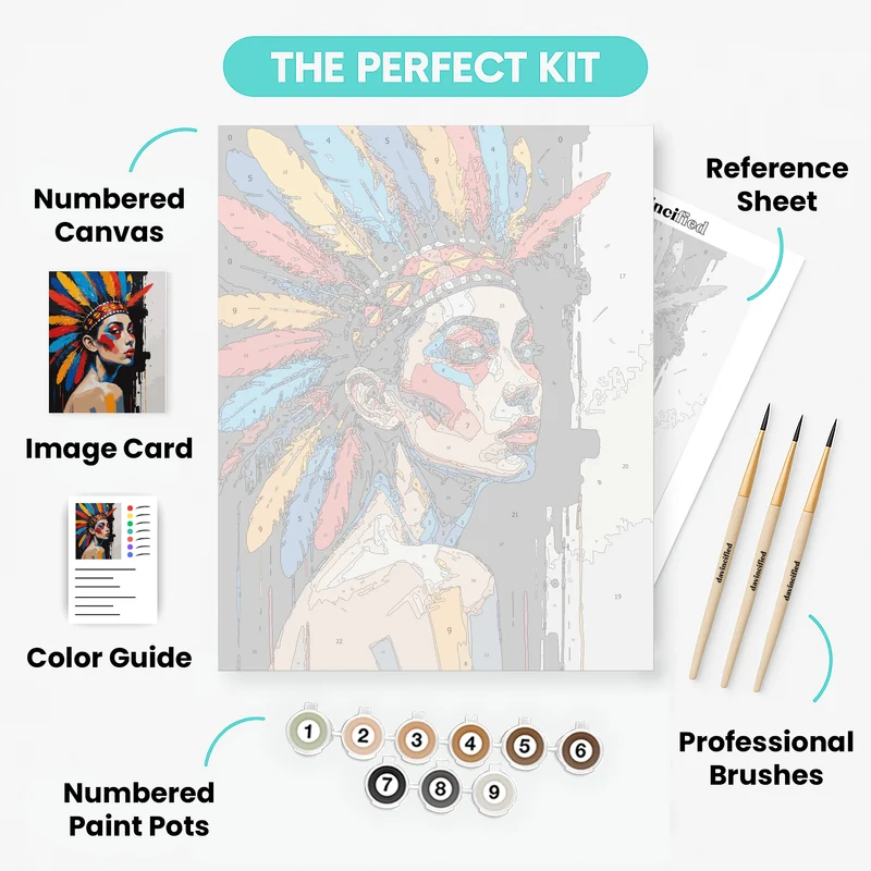 Native American Warrior Portrait - Paint by Numbers Kit