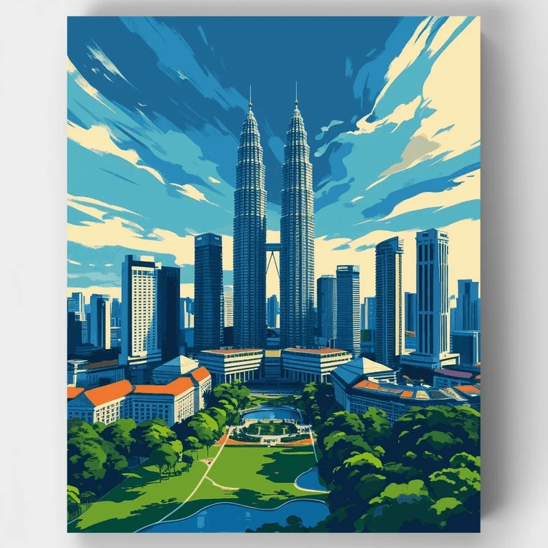 Kuala Lumpur Skyline - Paint by Numbers Kit
