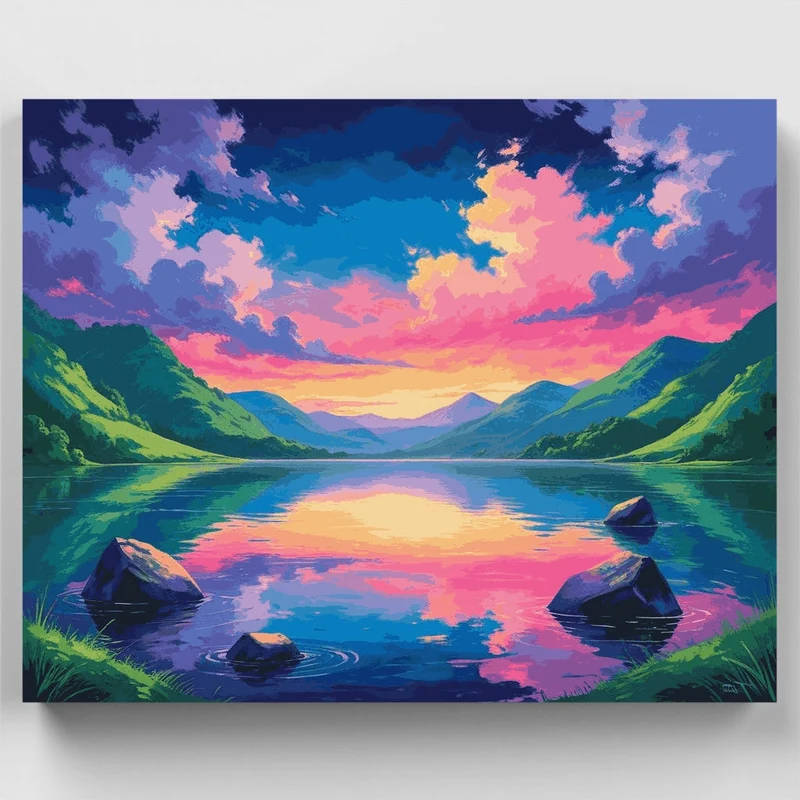 Sunset Lake Valley - Paint by Numbers Kit