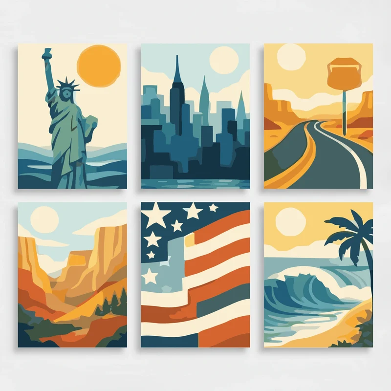 American Landmarks - Mini Paint by Numbers Set