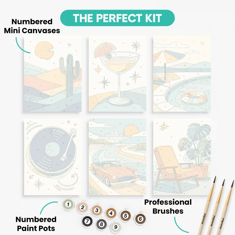Retro Paradise - Mini Paint by Numbers Set