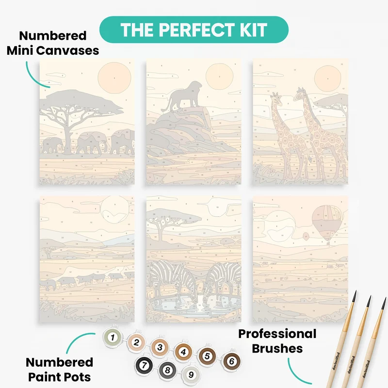 African Safari Sunset - Mini Paint by Numbers Set