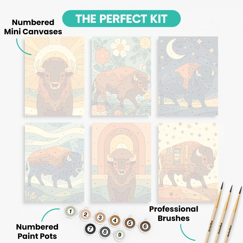 Buffalos - Mini Paint by Numbers Set