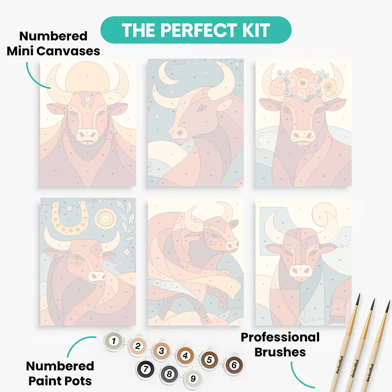 Bulls - Mini Paint by Numbers Set