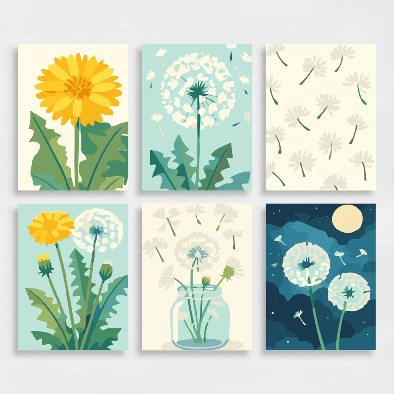 Dandelions - Mini Paint by Numbers Set