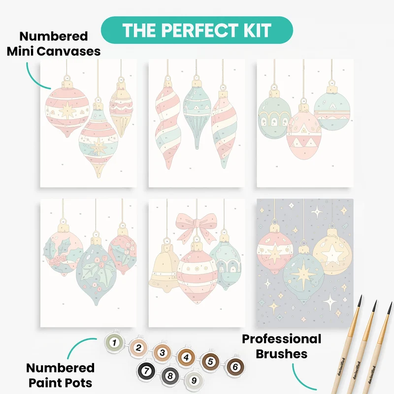 Christmas Ornaments - Mini Paint by Numbers Set