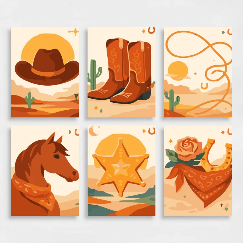 Cowboys - Mini Paint by Numbers Set
