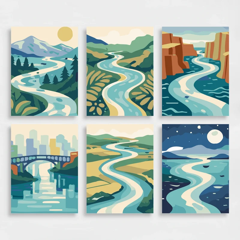 Rivers - Mini Paint by Numbers Set