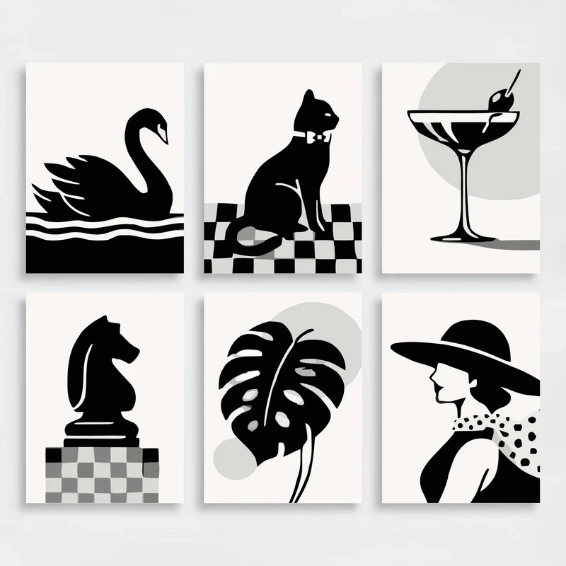 Black and White Elegance - Mini Paint by Numbers Set