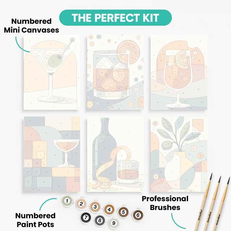 Classic Cocktails - Mini Paint by Numbers Set